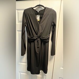 Karen Kane Black Long-Sleeve Twist-Knot Dress